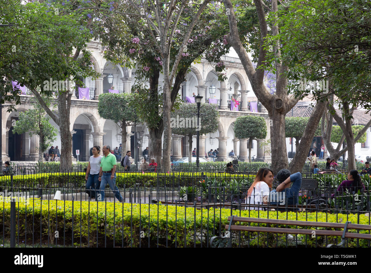 Parque Central, Antigua Guatemala Amérique Centrale - le parc de la place centrale Plaza Mayor ( ), Antigua Guatemala Amérique Latine Banque D'Images