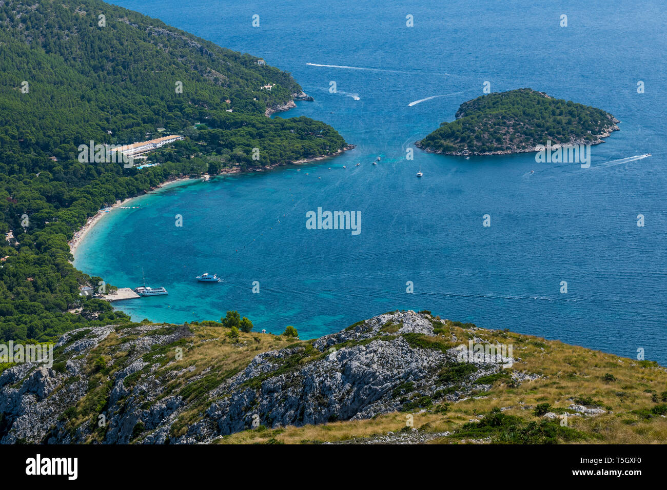 Espagne, Baléares, Mallorca, Cala Cap Formentor, plage de Formentor Banque D'Images