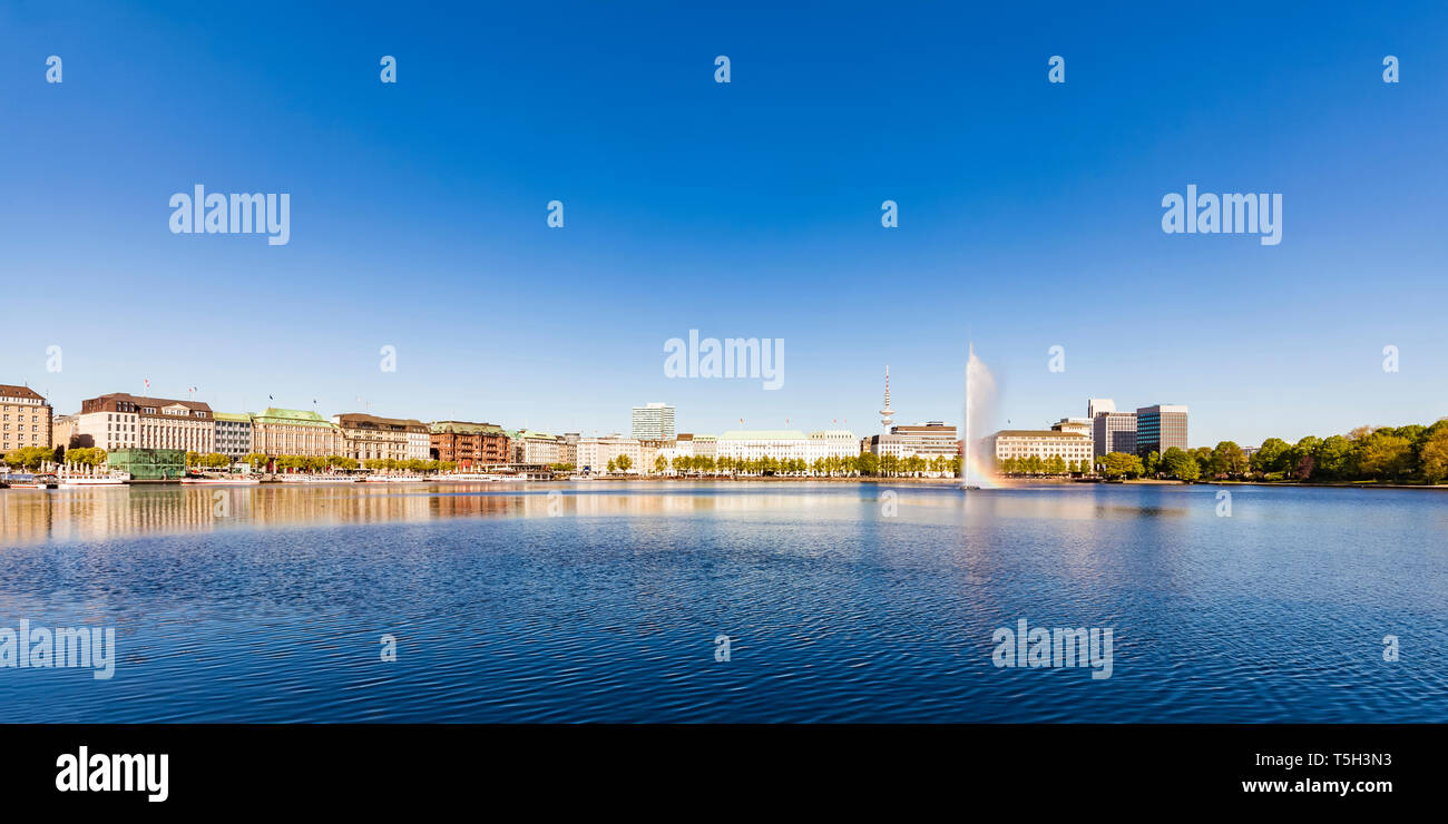 Allemagne, Hambourg, paysage urbain avec Binnenalster Banque D'Images
