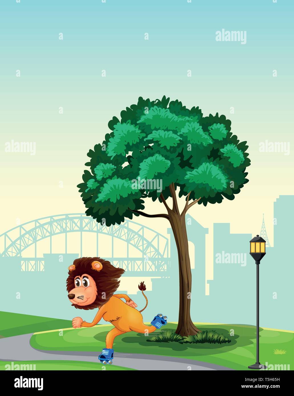 Un lion jouant roller skate dans le parc illustration Image Vectorielle  Stock - Alamy