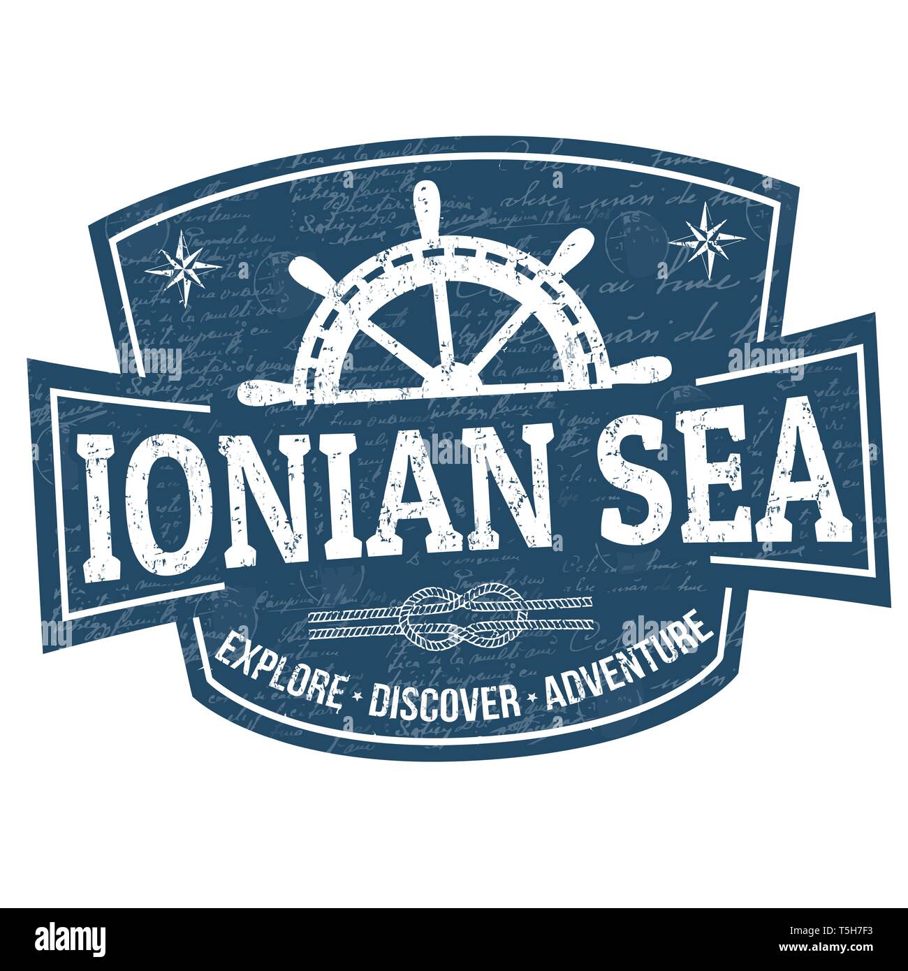 Mer Ionienne signer ou apposer sur fond blanc, vector illustration Illustration de Vecteur