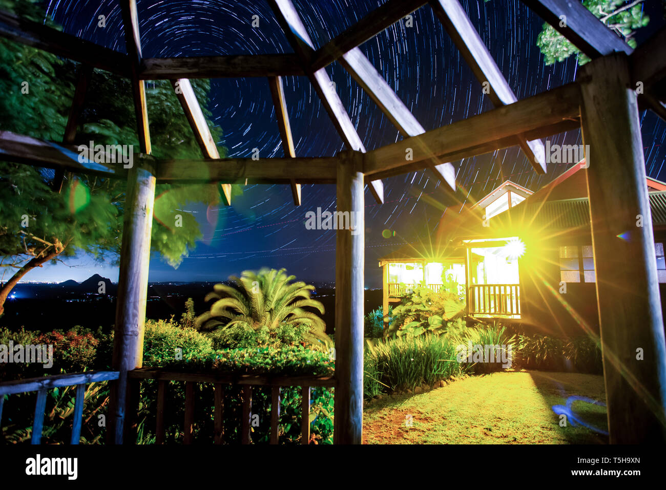 Star Trails Chambre ci-dessus dans le Queensland Banque D'Images
