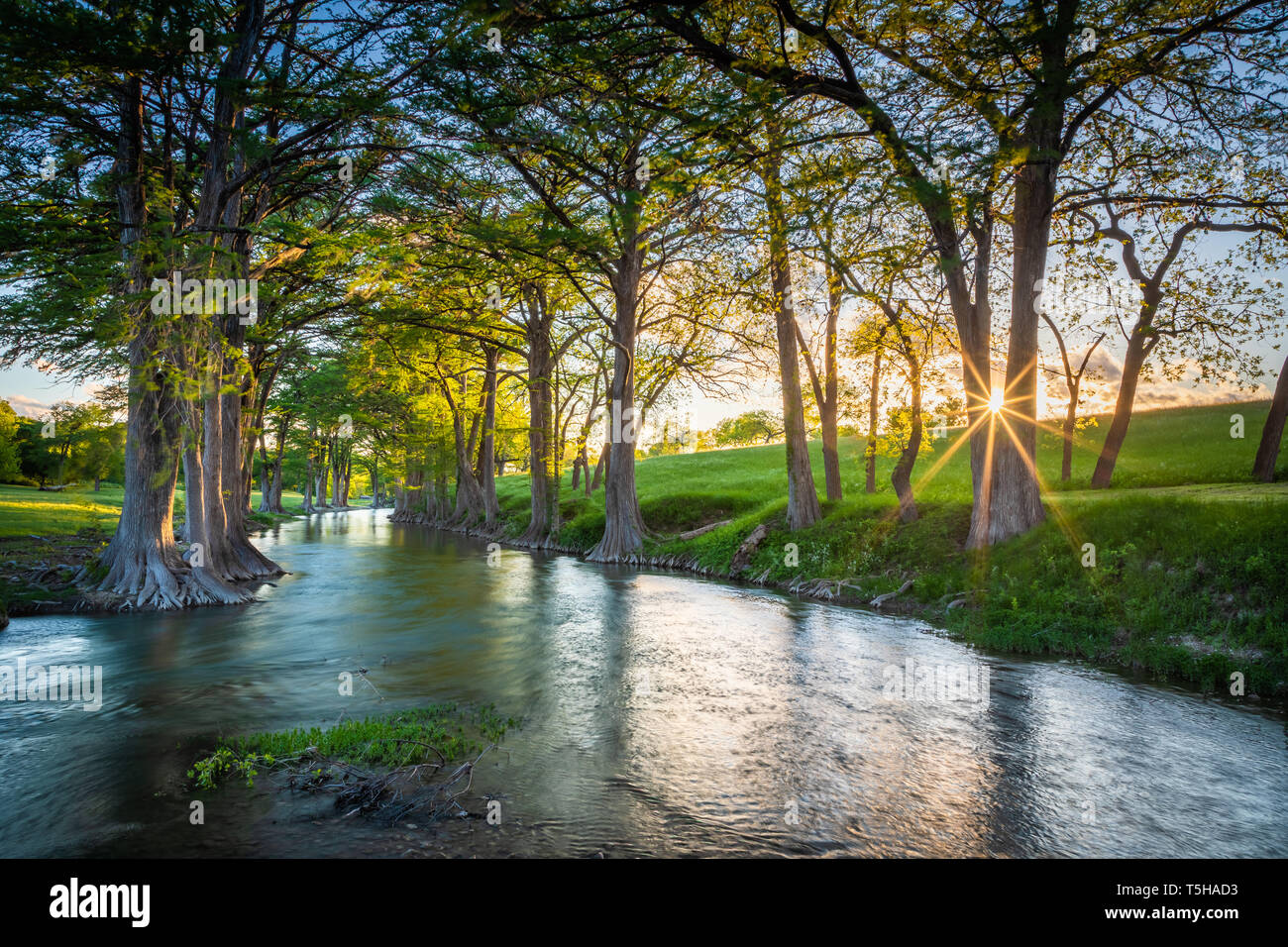 La Guadalupe River s'étend de Kerr County, Texas, pour la baie de San Antonio sur le golfe du Mexique. Banque D'Images