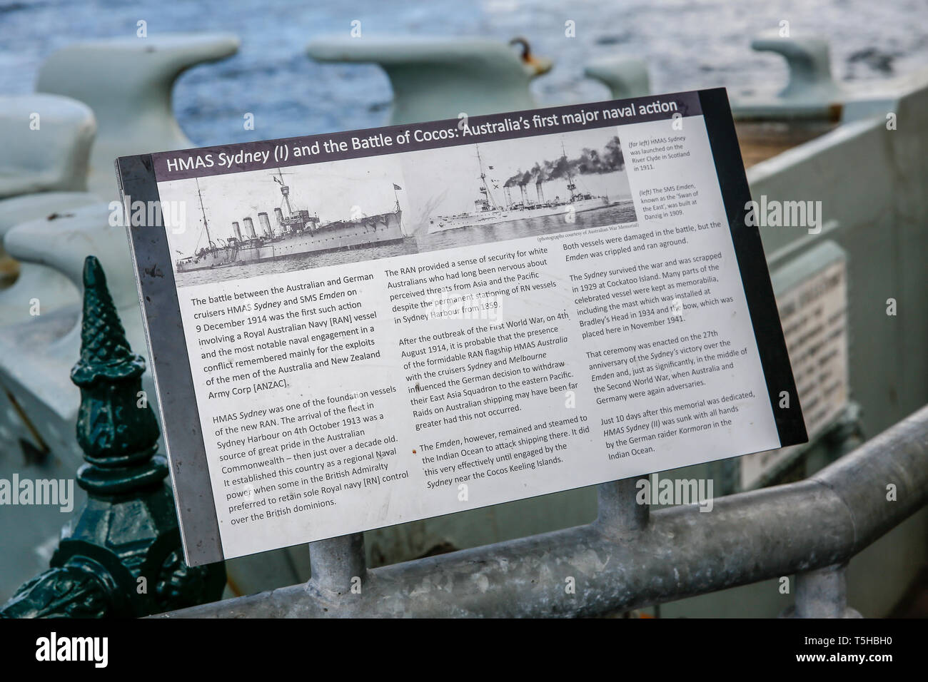 Bataille de Cocos australie première grande action navale HMAS Sydney navire de guerre Banque D'Images