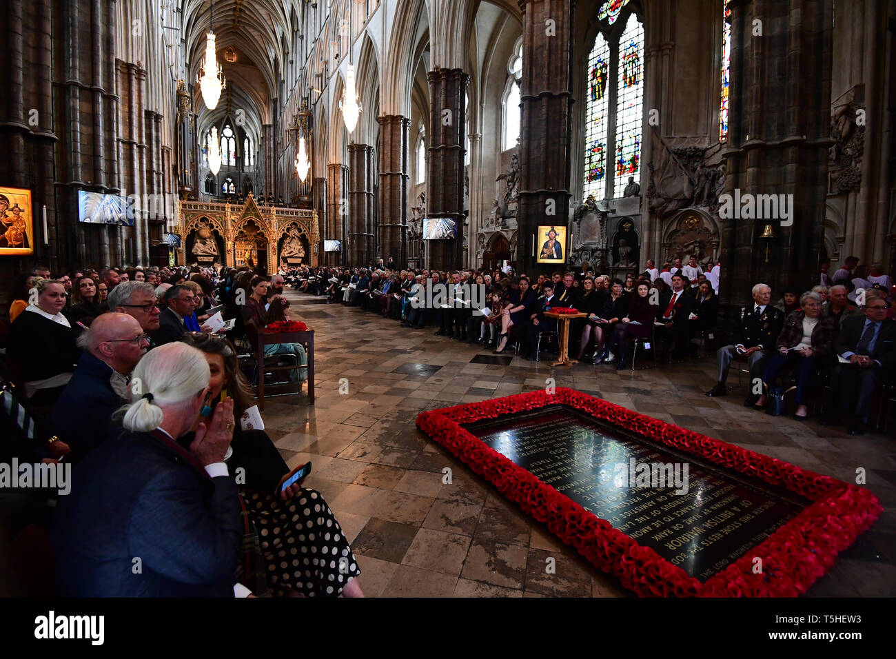 L'Anzac Day Service de commémoration et d'action de grâce à l'abbaye de Westminster, Londres. Banque D'Images