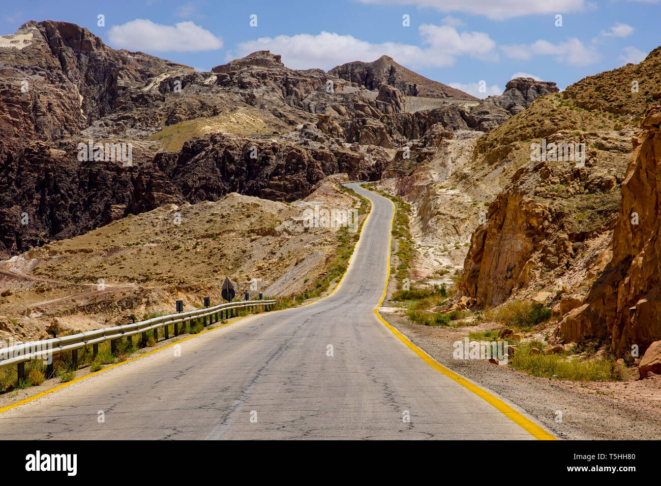 L'Autoroute Tafilah et de montagnes d'Abarim, Jordanie, Jordanie. Banque D'Images