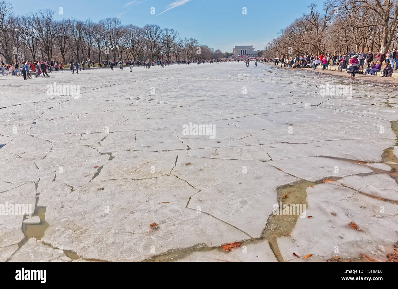 Washington National Mall promenade hivernale Lincoln Memorial Building Banque D'Images