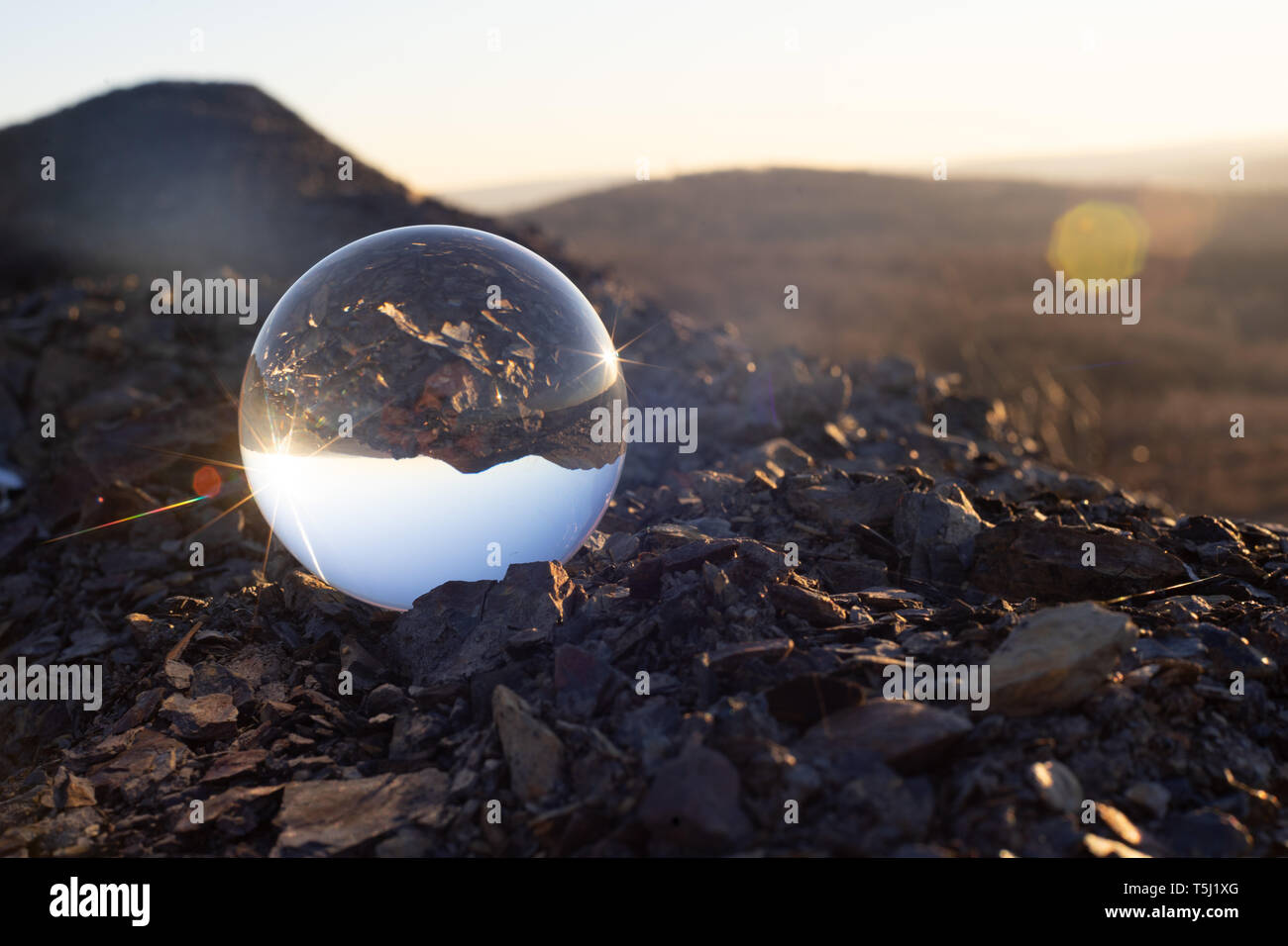 Lensball au coucher du soleil Banque D'Images