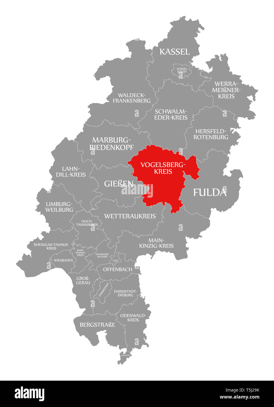 Rouge en évidence dans le comté de Vogelsbergkreis site de Hesse Allemagne Banque D'Images