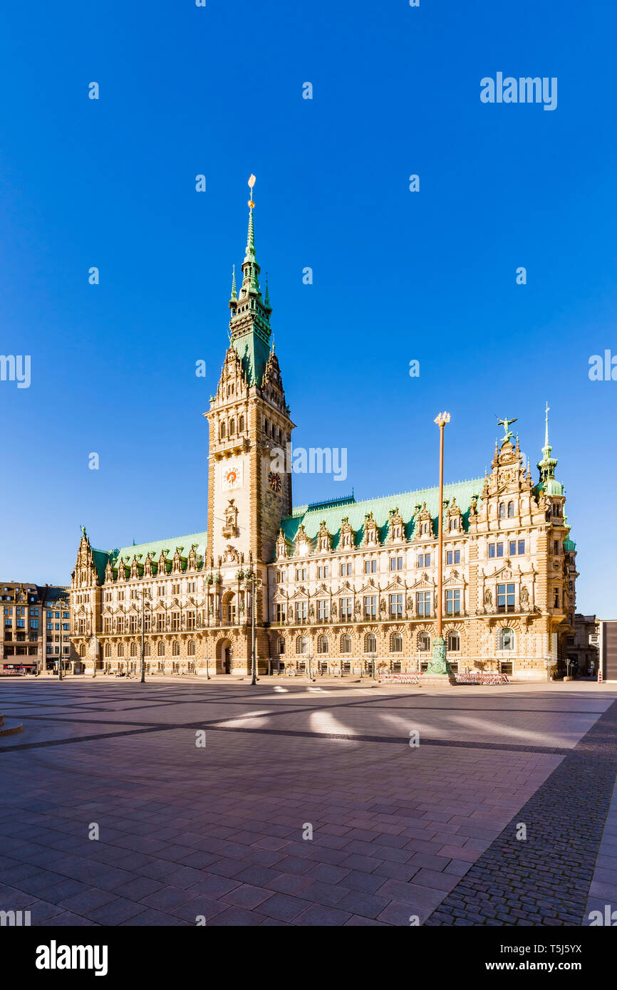 Allemagne, Hambourg, l'hôtel de ville avec l'hôtel de ville marché Banque D'Images