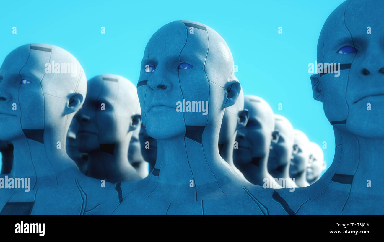 3D render. Silhouettes humanoïdes clonage Banque D'Images