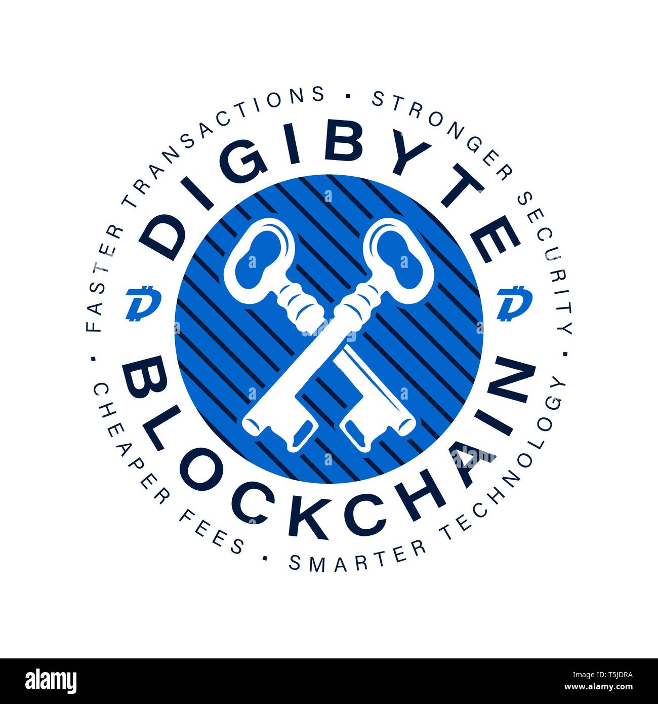 Digibyte blockchain marque logo. DGB Digital asset concept. L'emblème de la crypto. La technologie de l'Blockchain autocollant graphique pour l'impression. Vecteur Stock tech Illustration de Vecteur