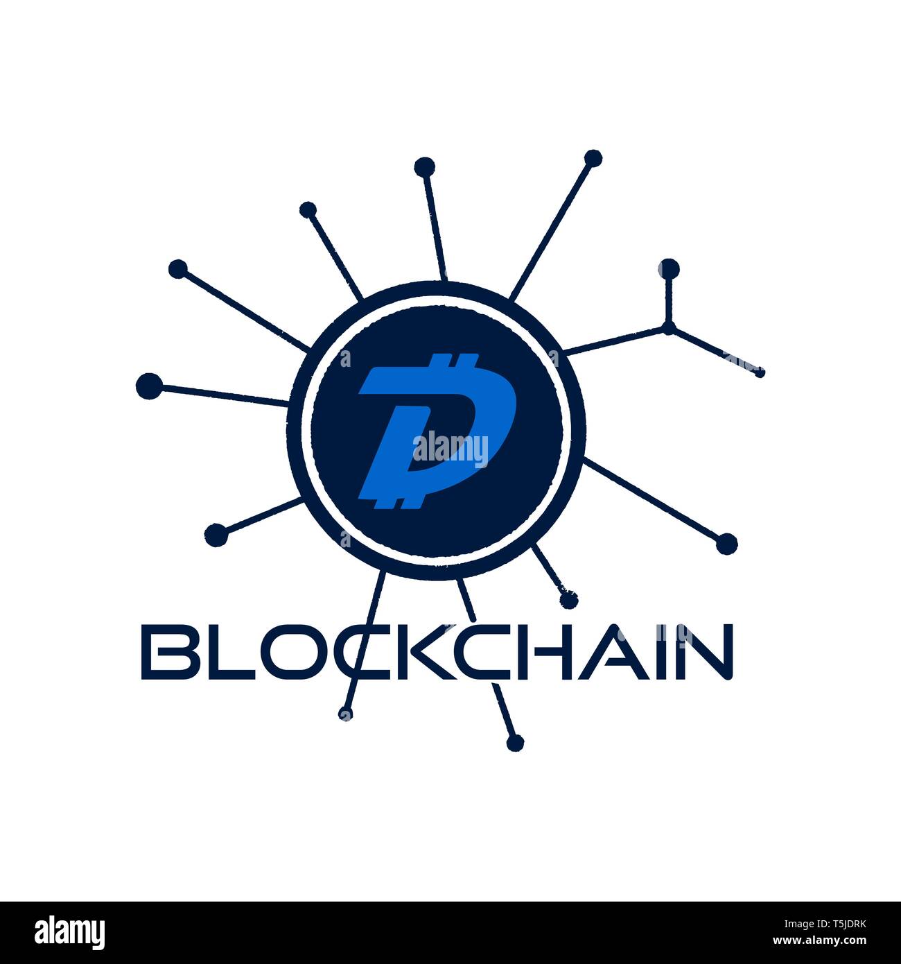 Digibyte blockchain graphique du logo. DGB Digital asset concept. L'emblème de la crypto. La technologie de l'Blockchain autocollant pour l'impression. Vector illustration tech Stock Illustration de Vecteur