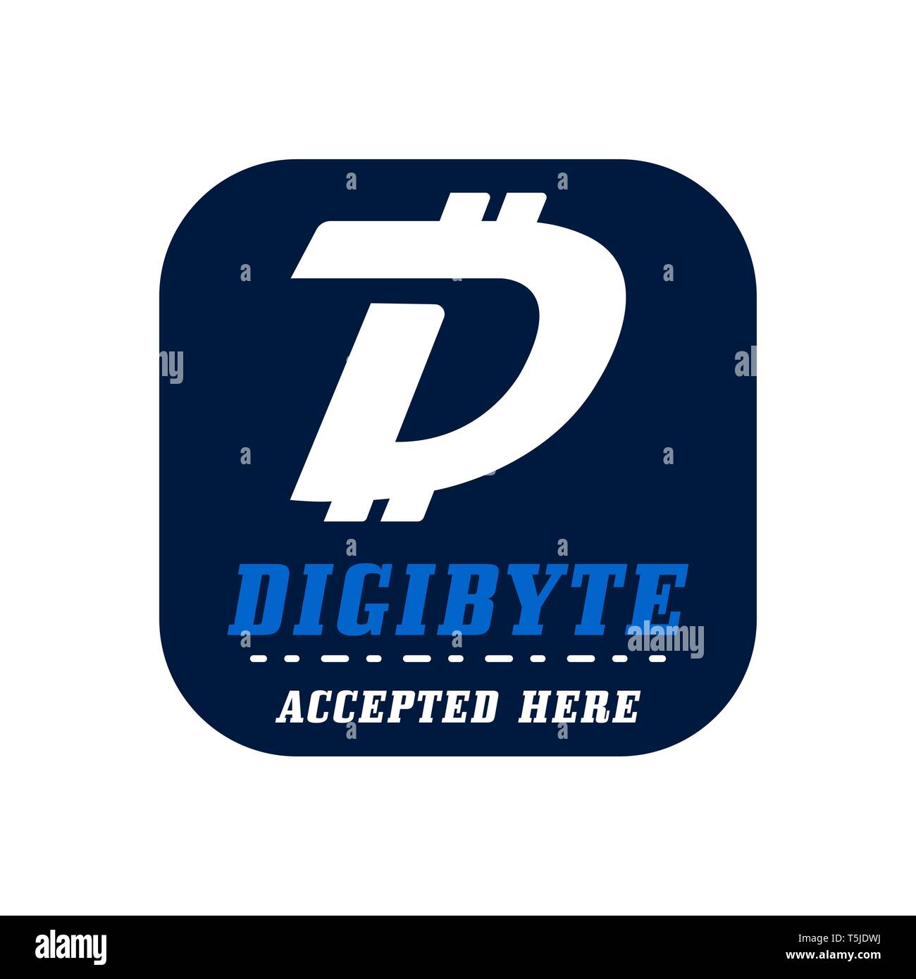 Digibyte bouton logo. Concept d'actifs numériques. DGB a accepté le texte. L'emblème de la crypto. La technologie de l'Blockchain autocollant pour l'impression. Vecteur Stock tech Illustration de Vecteur