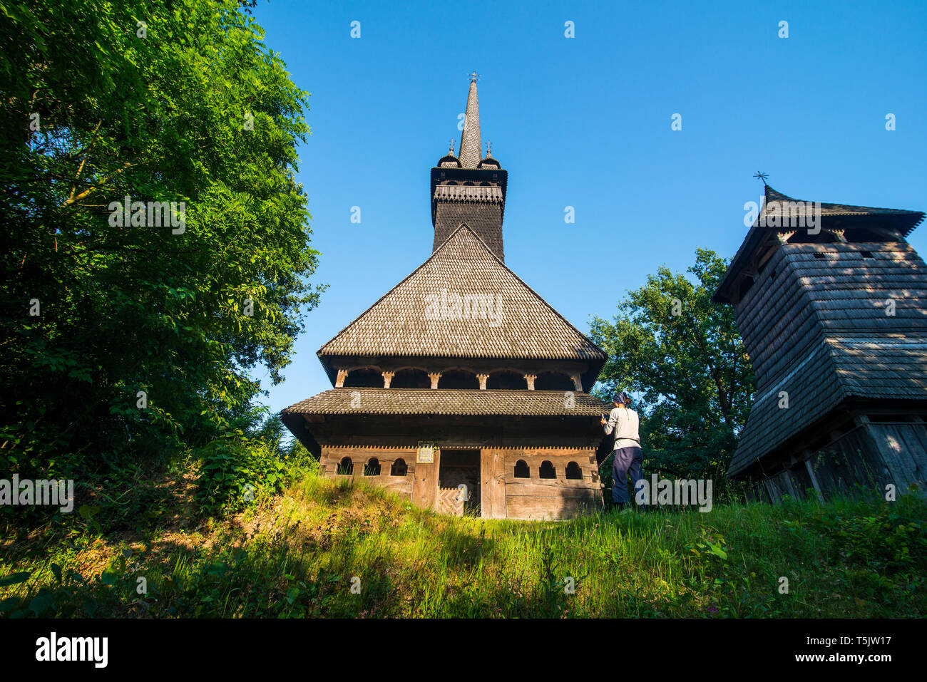 L'Ukraine, Carpates, Sokyrnytsya, l'église Saint-Nicolas Banque D'Images