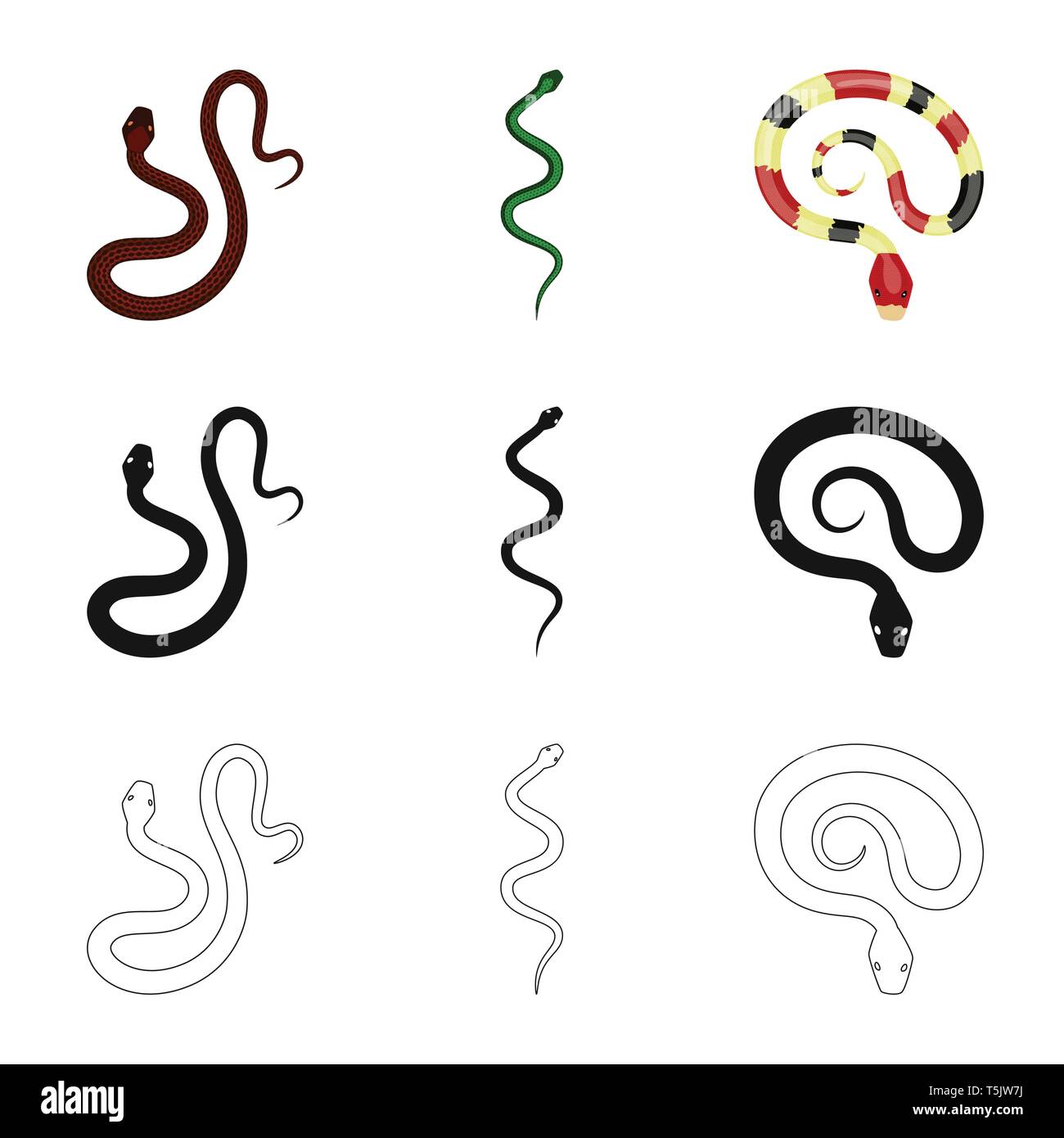 Viper,serpent,la queue,,corail, rouge, python,Black,creeping,blanc,vert,chouette,foret,animal,tropiques,saut,vietnam,la mort,menace,wild,serpent,mammifère,royal,menace danger,nature,médecine,poison,,le mal,mal,bouchée,peau,reptiles,set,icône,,illustration,collection,isolé,design,graphisme,élément,signe, vecteurs vecteur , Illustration de Vecteur
