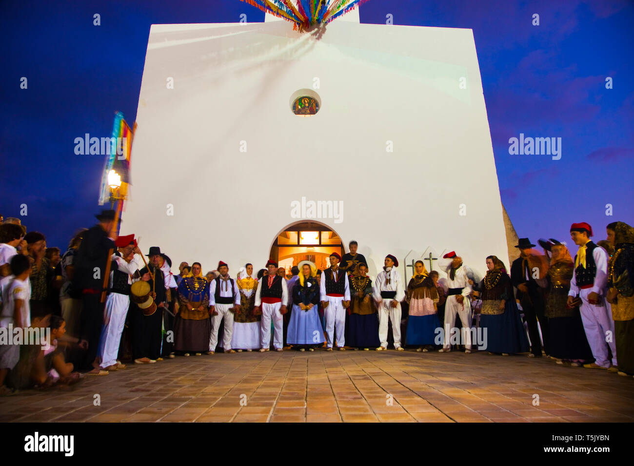 Tradiitional et danse en robe de Sant Agustí des Vedrá. Ibiza. Îles Baléares. L'Espagne. Banque D'Images