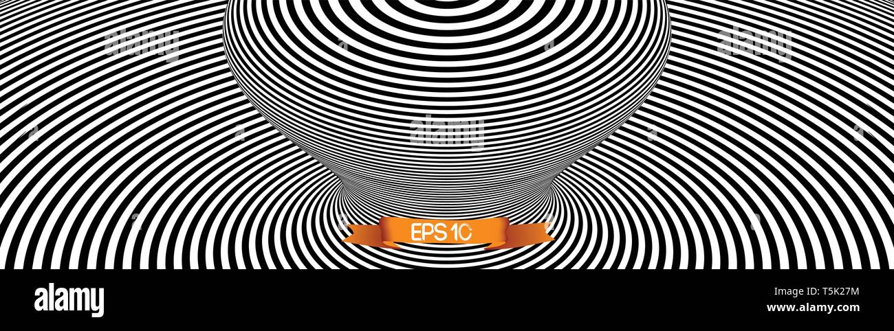 Les lignes de l'illusion optique arrière-plan. Abstract 3D noir et blanc d'illusions. Conception d'illusion optique vecteur. Illustration vecteur EPS 10 Illustration de Vecteur