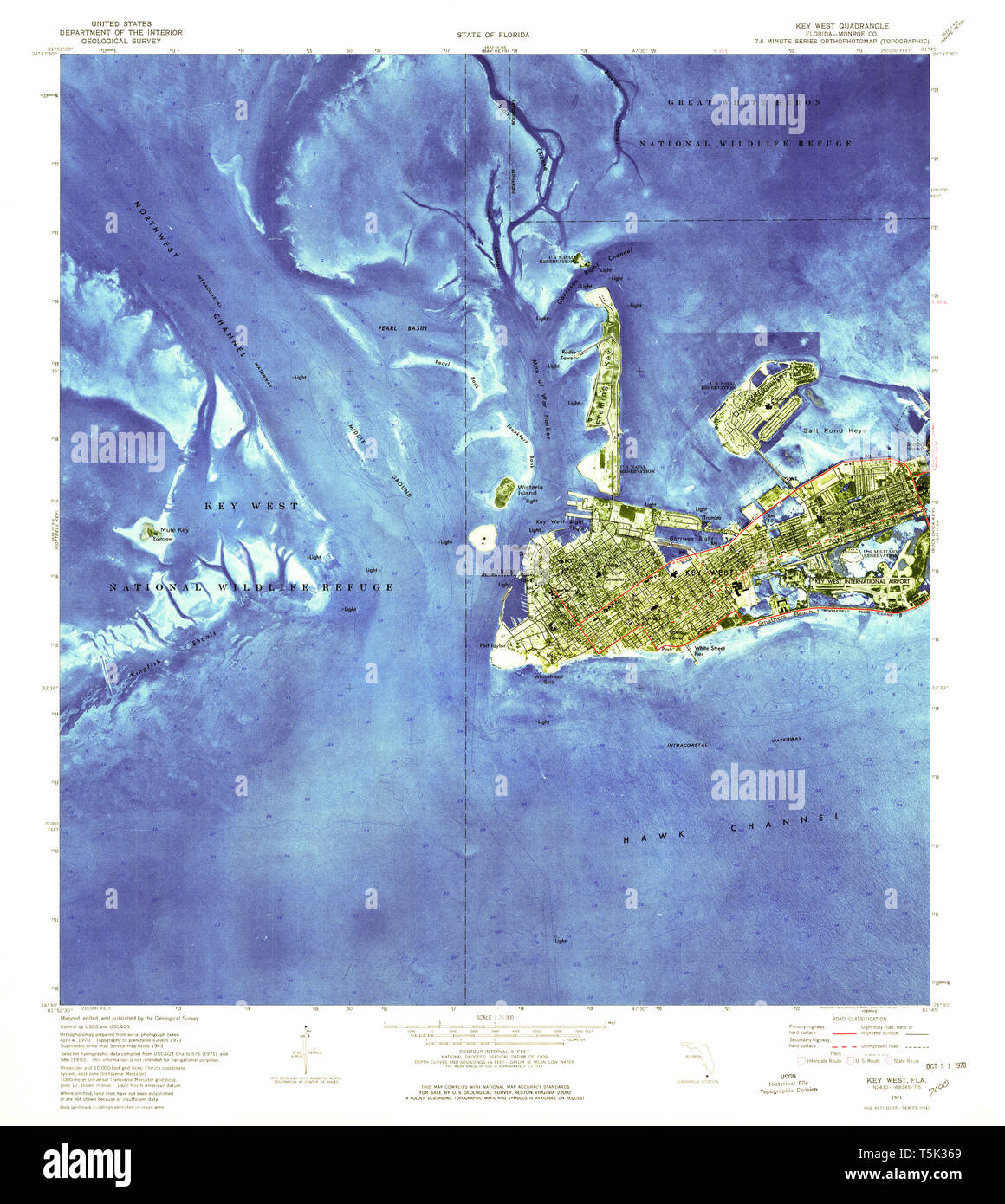 Carte TOPO USGS FL Floride Key West 3469181971 24000 Restauration Banque D'Images