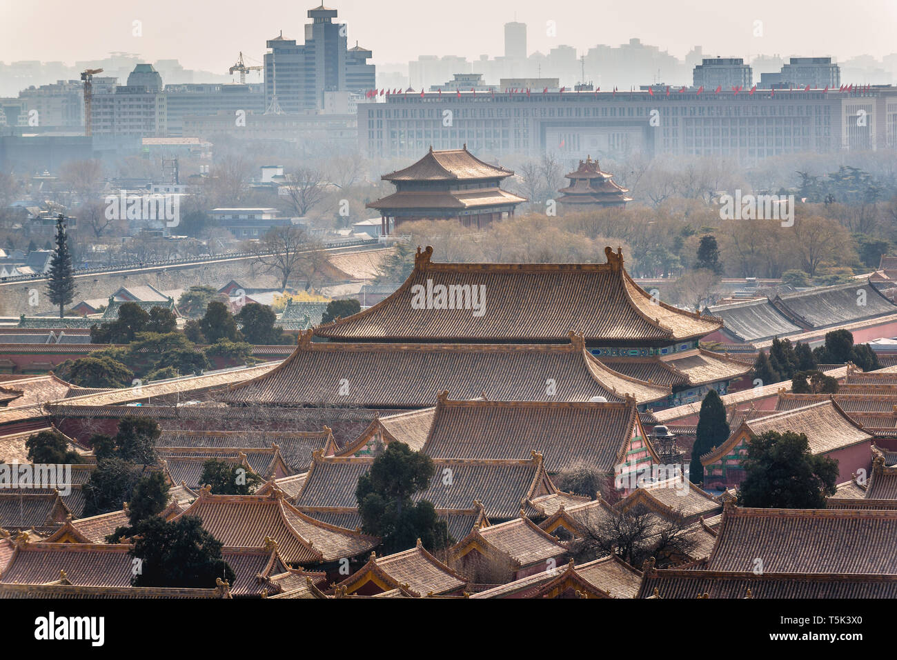 La Cité Interdite à Beijing, Chine, vue de la colline de Jingshan Banque D'Images