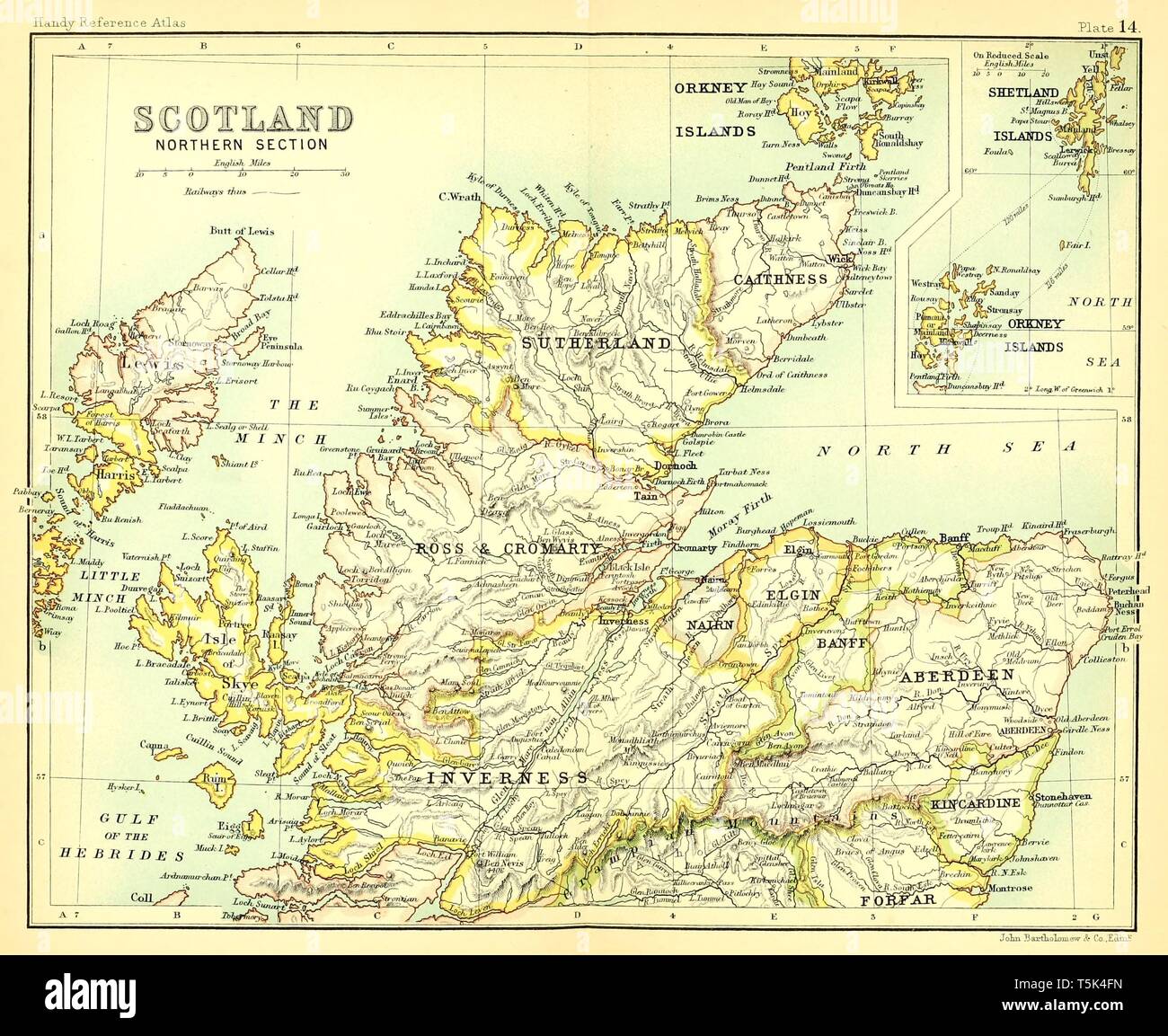 Belle vintage hand drawn site illustrations du nord de l'Ecosse à partir de vieux livre. Peut être utilisé comme élément décoratif ou d'affiches pour l'intérieur. Banque D'Images