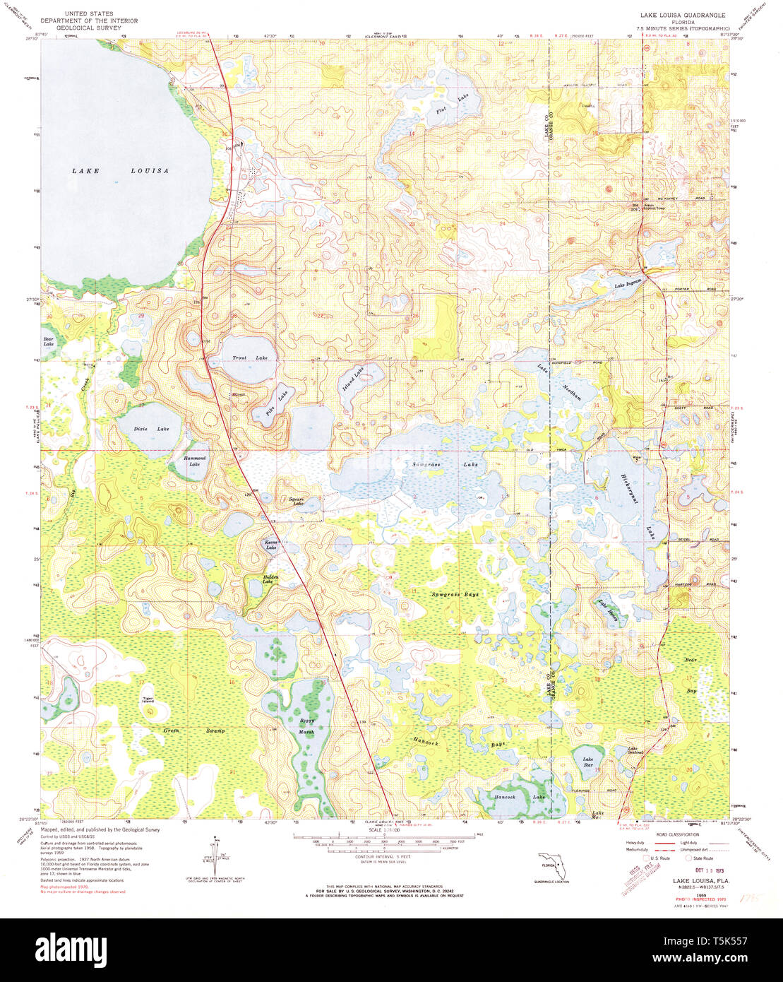 Carte TOPO USGS FL Floride Le Lac Louisa 3470461959 Restauration 24000 Banque D'Images