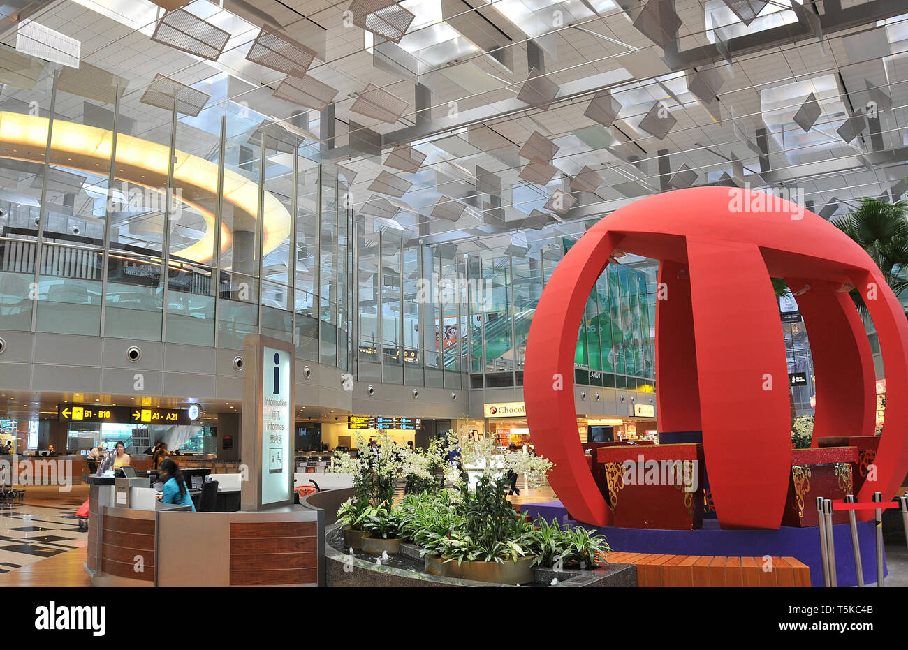 La borne 3 , l'aéroport international de Changi, à Singapour, en Asie Banque D'Images