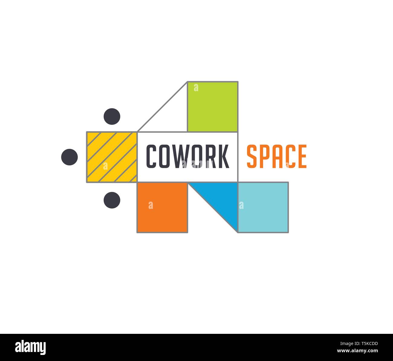 Espace de coworking, logo et l'icône de la zone de réseautage. Conception vectorielle Illustration de Vecteur