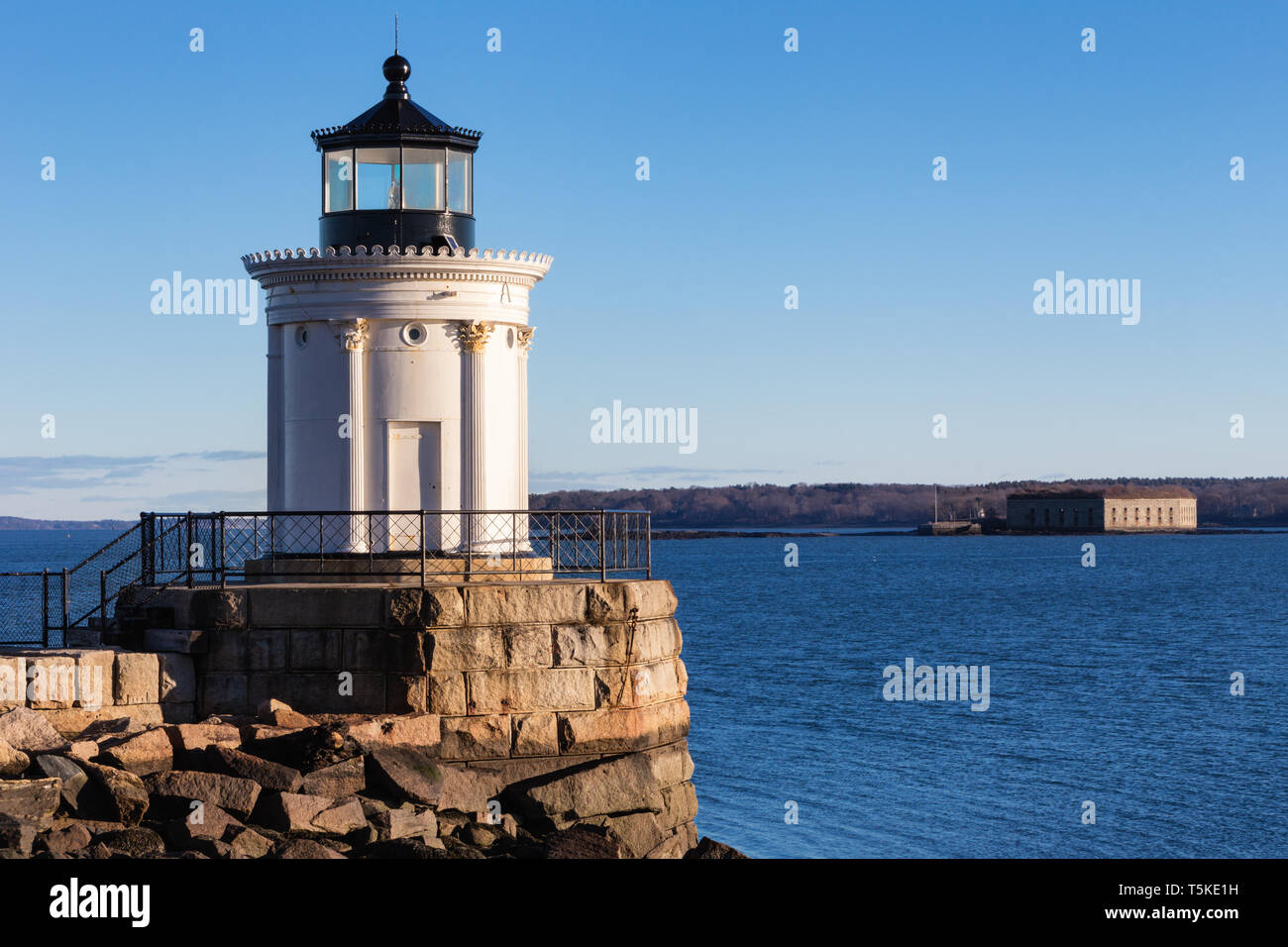 Brise-lames (phare de Portland Bug Light), South Portland, Maine Banque D'Images