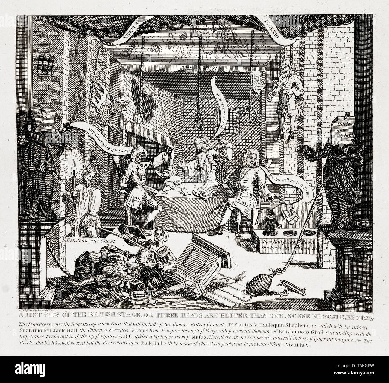 Juste une vue de la scène britannique par William Hogarth, gravure, 1724 Banque D'Images