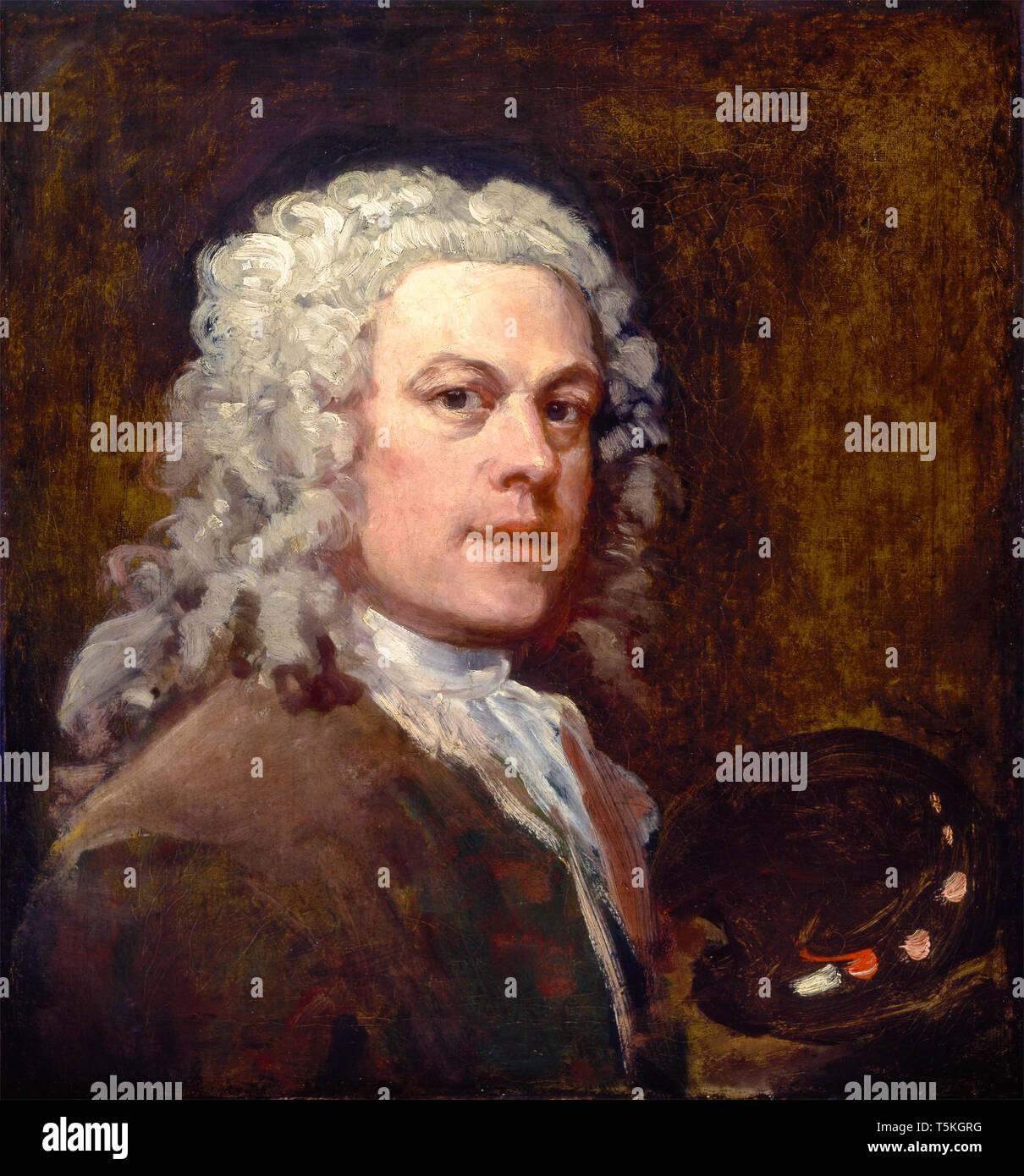 William Hogarth (1697-1764), Autoportrait, peinture, vers 1735 Banque D'Images