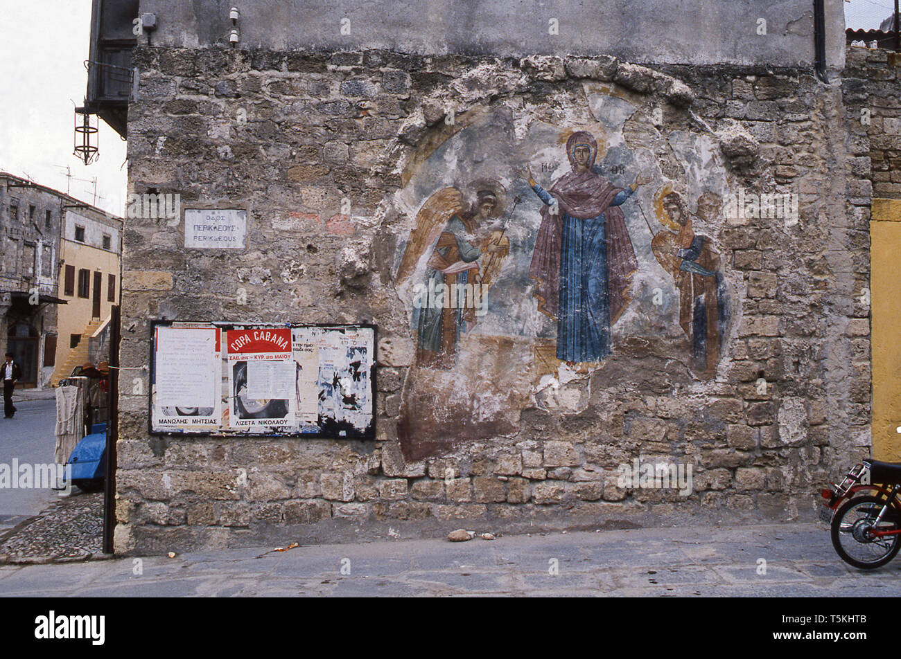 Grèce peinture religieuse sur le mur Banque D'Images