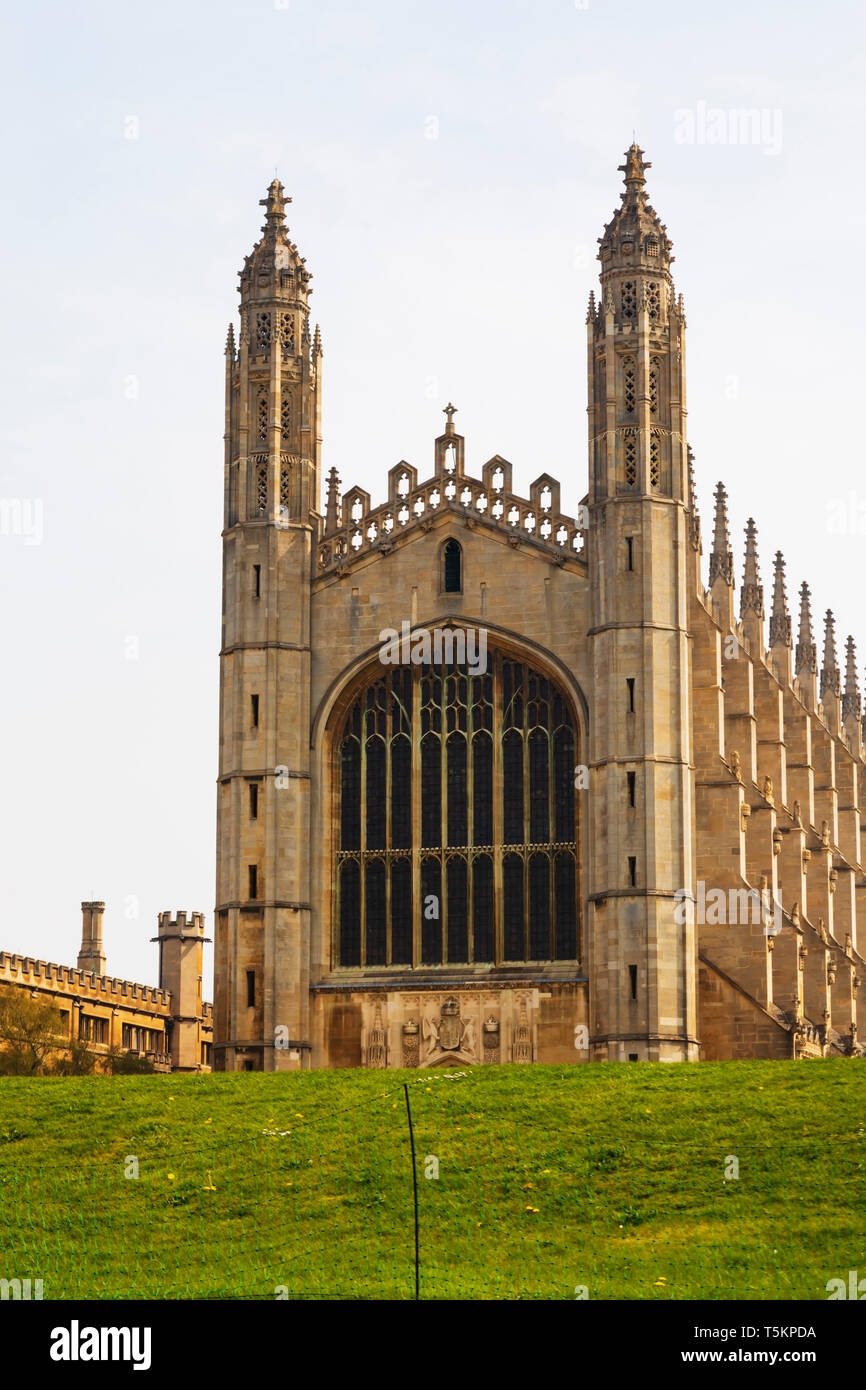 Kings College Chapel comme vu de la rivière Cam, ville universitaire de Cambridge, Cambridgeshire, Angleterre Banque D'Images