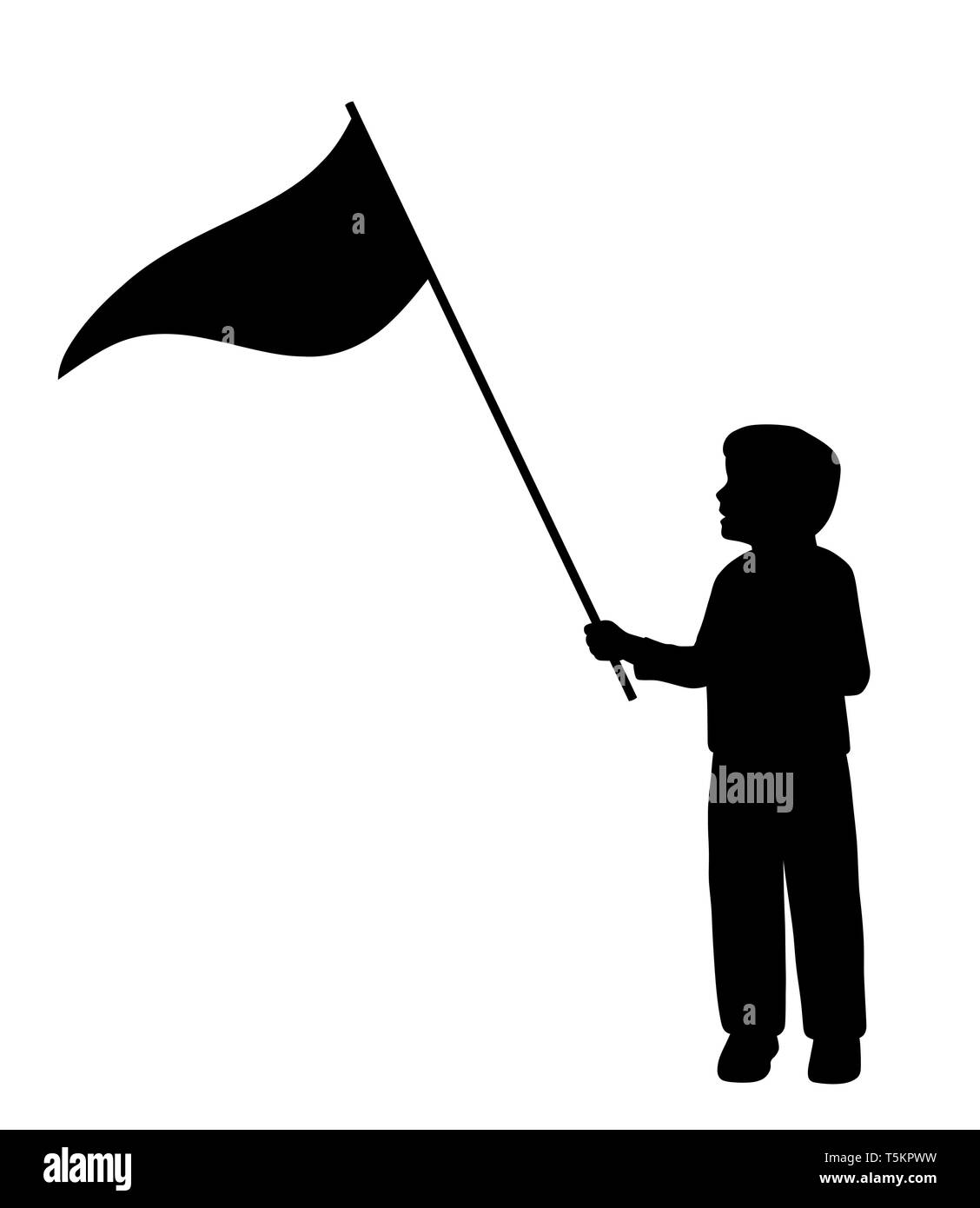 Little Boy holding drapeau fanion triangle Illustration de Vecteur