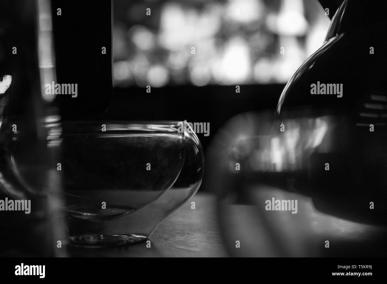 Plateau en verre sous vide pour tasse de thé Puer chinois, Close up, macro Banque D'Images