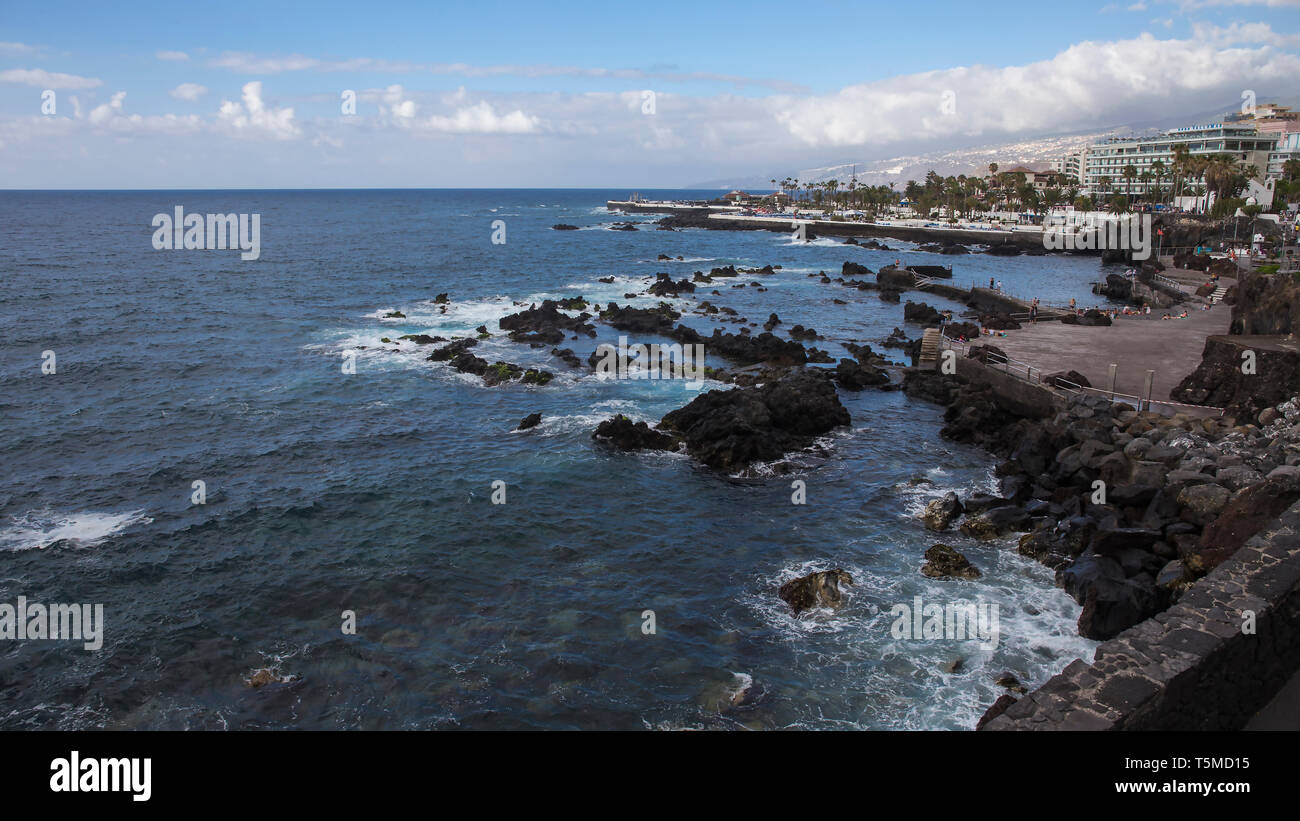 Punta del Viento, Puerto de la Cruz, Tenerife, Canaries, Espagne. Banque D'Images