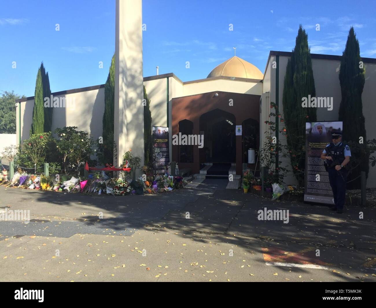 La mosquée Al Noor à Christchurch où le duc de Cambridge a visité le vendredi. 42 personnes ont perdu la vie au cours d'une attaque terroriste à la mosquée en mars. Banque D'Images
