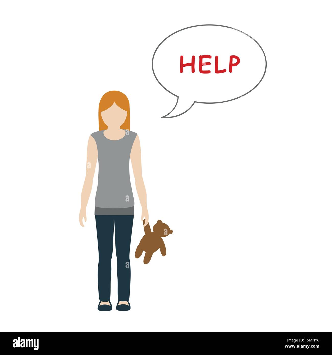 Petite fille avec un ours en peluche besoin d'aide vector illustration EPS10 Illustration de Vecteur