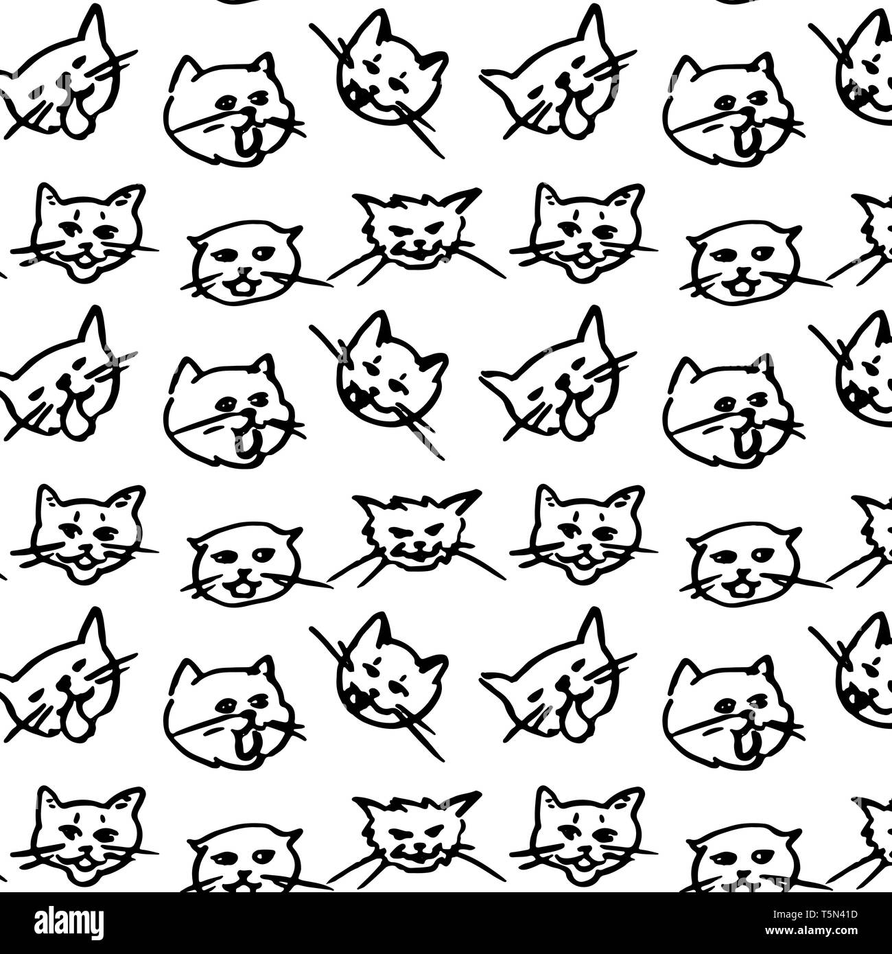 Motif transparent chat chaton écharpe vecteur fond papier peint isolé répéter doodle Illustration de Vecteur