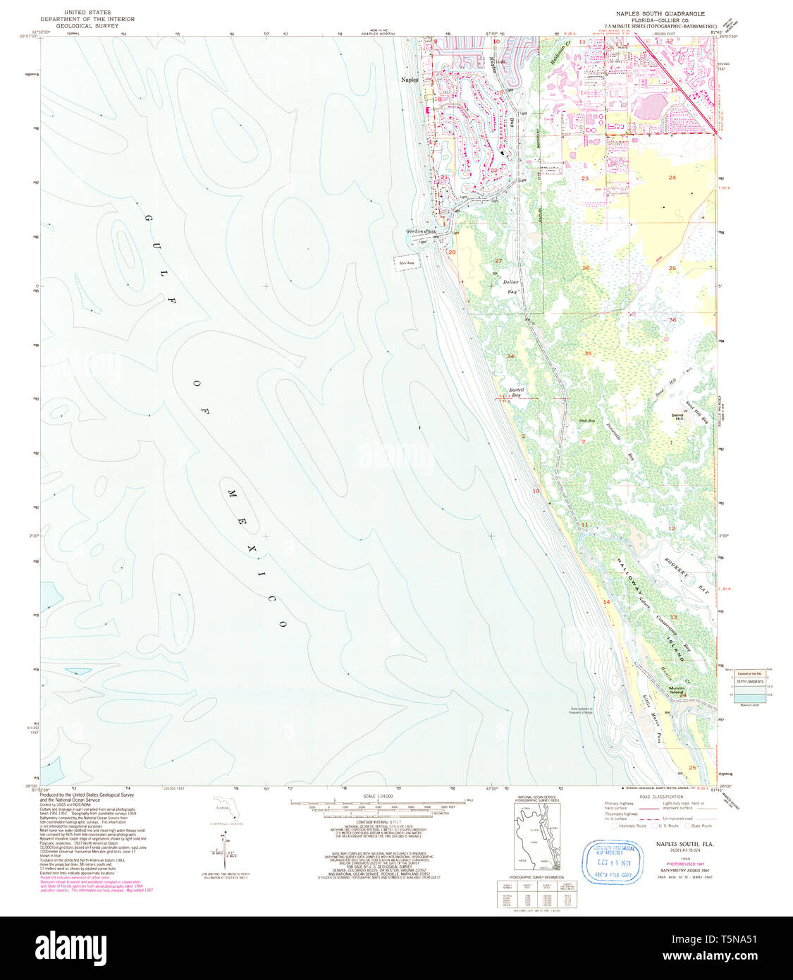 Carte TOPO USGS FL Floride du sud de Naples 3476131958 Restauration 24000 Banque D'Images