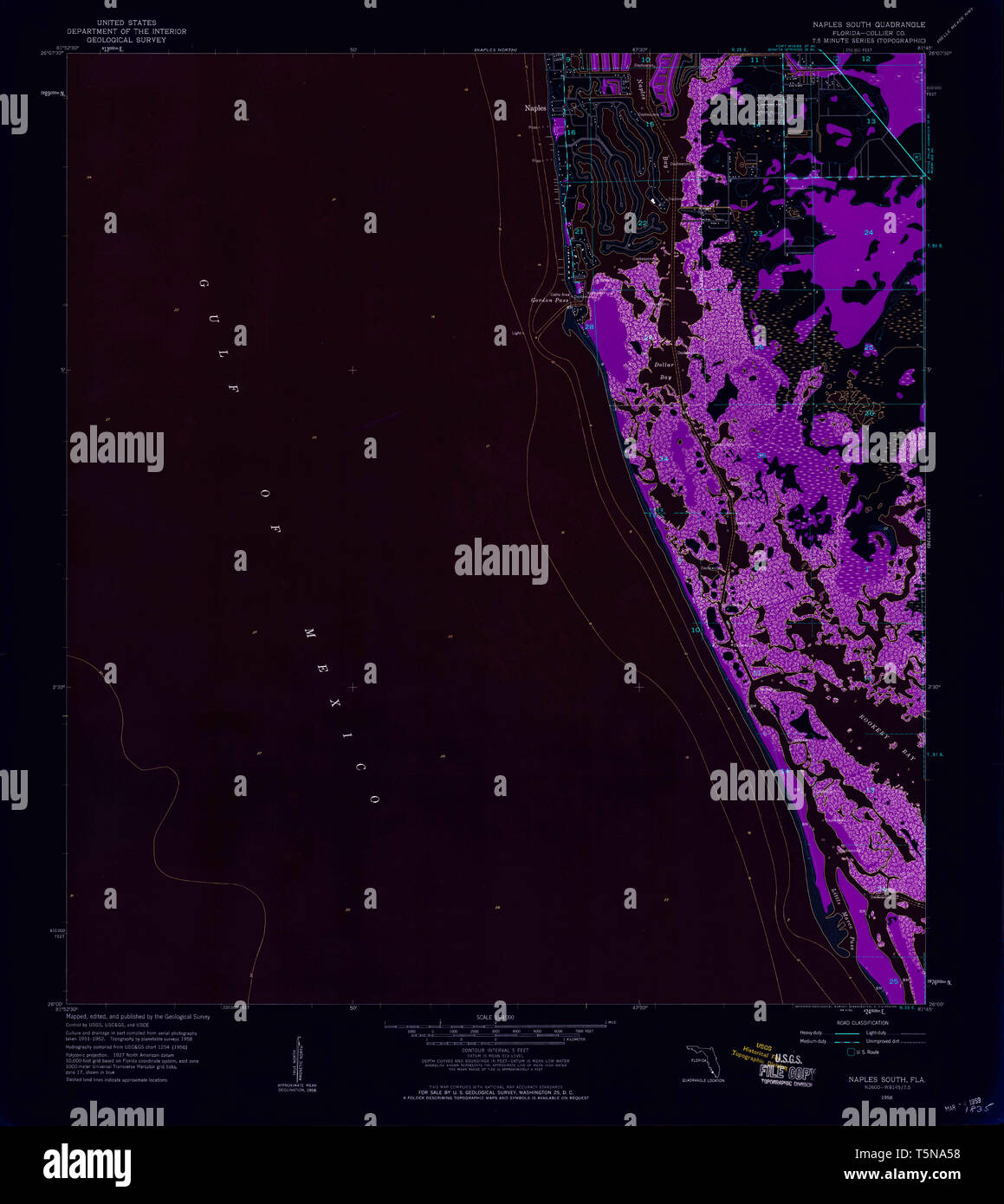 Carte TOPO USGS FL Floride du sud de Naples 3476141958 24000 Restauration inversé Banque D'Images