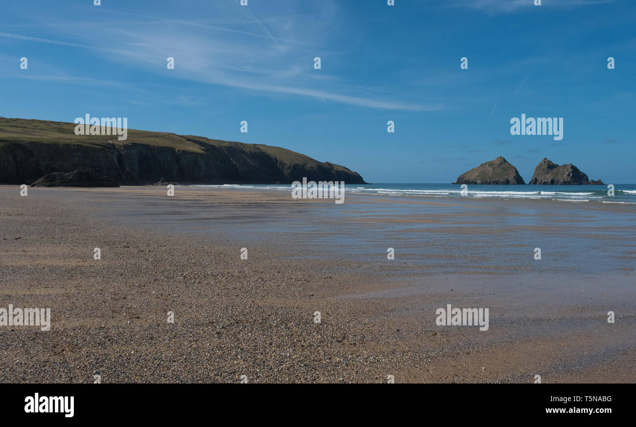 Baie de Holywell, Cornwall, Angleterre Banque D'Images