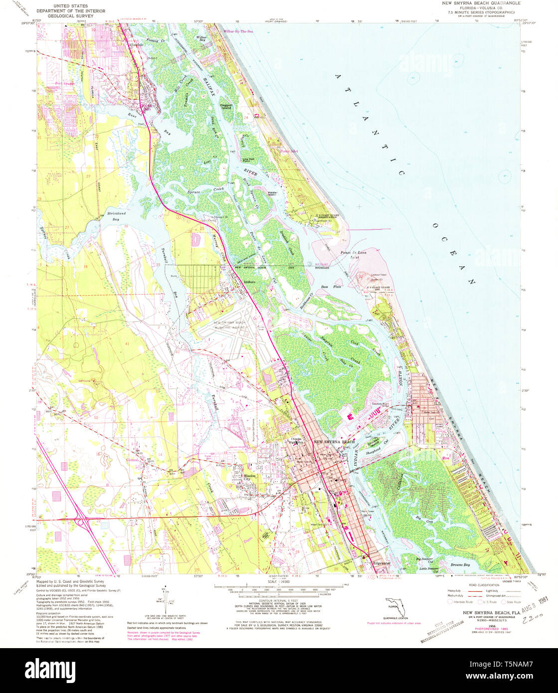 New Smyrna Beach Floride Carte 1956 1 Etats Unis D Amerique Par Timeless Maps Donnees U S Geological Survey Photo Stock Alamy
