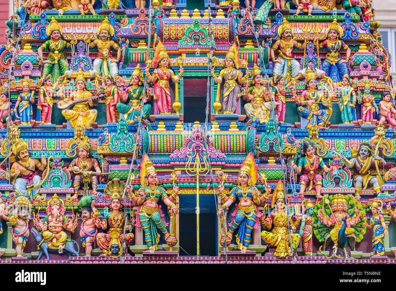 À SINGAPOUR Le Sri Veeramakaliamman Temple. Le Temple Hindou date de 1881. Banque D'Images