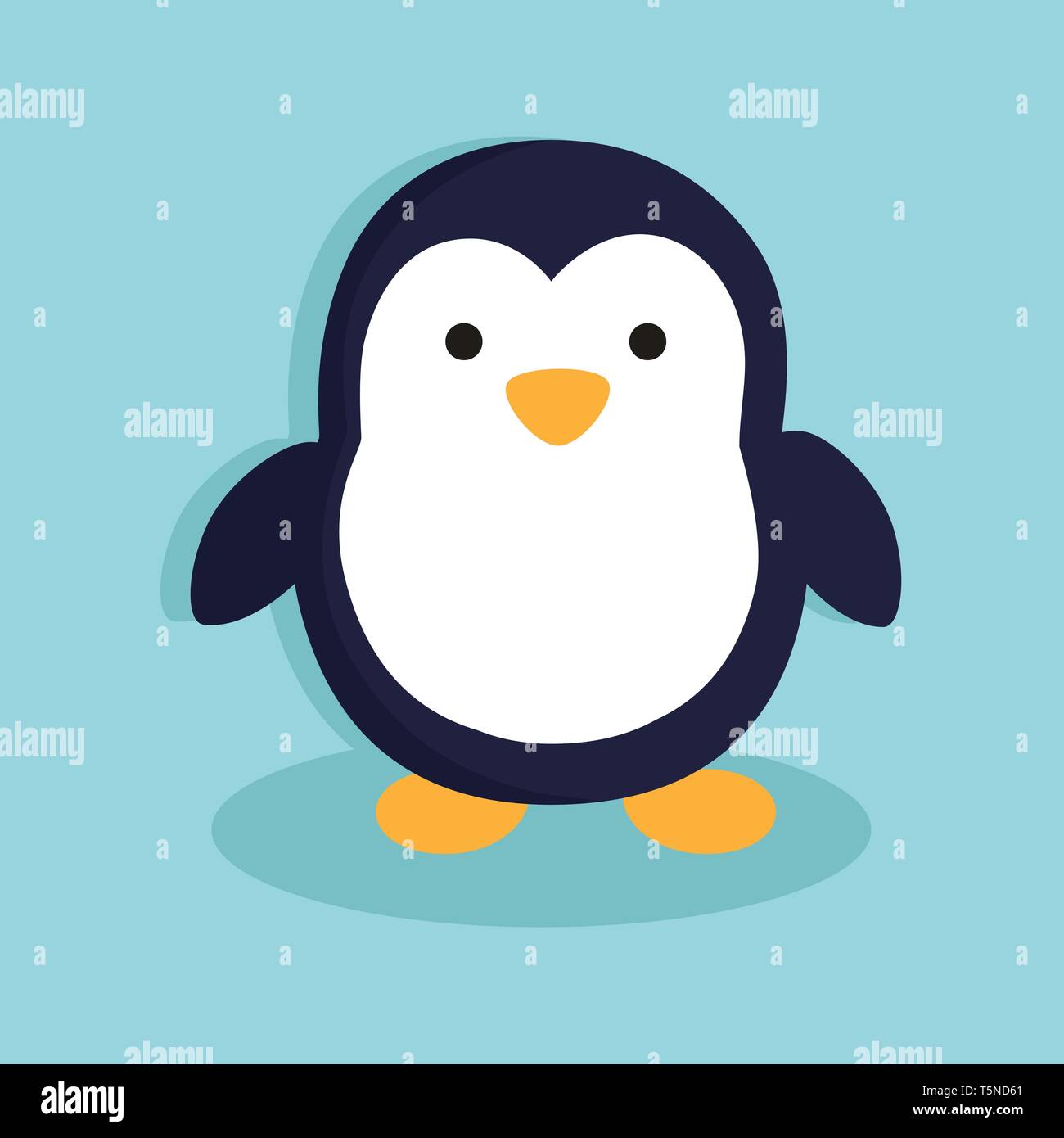 Vector Cartoon Pingouin isolé sur fond bleu Illustration de Vecteur