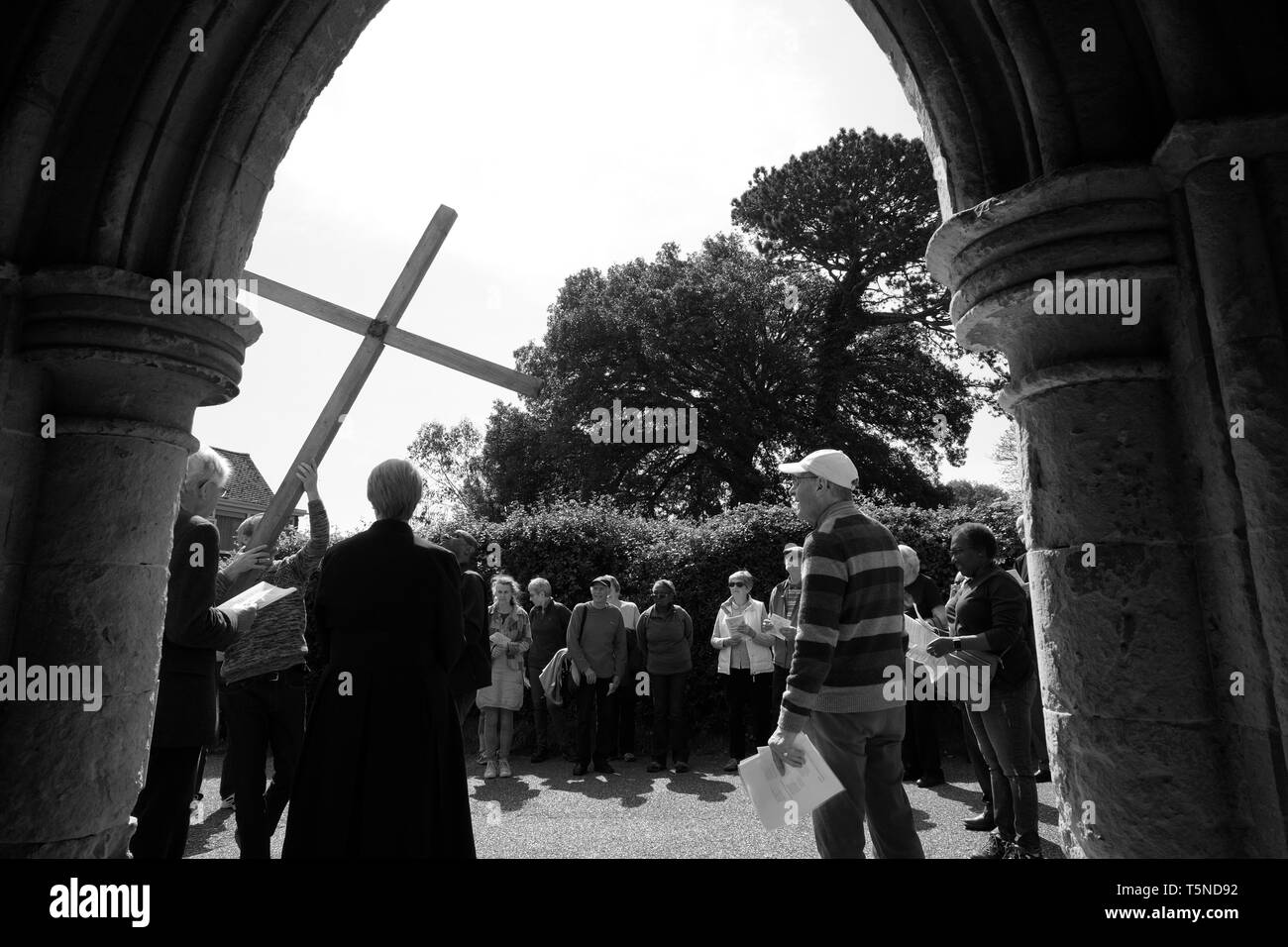 Procession de foi religieuse, le Vendredi Saint 2019, Ventnor, île de Wight, au Royaume-Uni. Banque D'Images