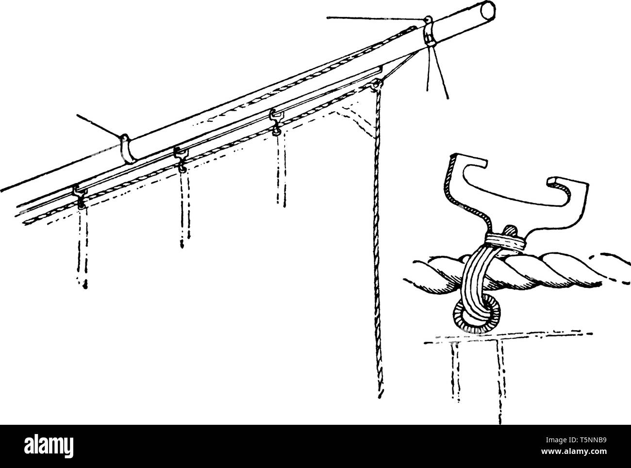 Chemin de fer est un moyen de transférer des passagers et des marchandises sur les véhicules à roues sur rails, vintage dessin ou gravure illustration. Illustration de Vecteur