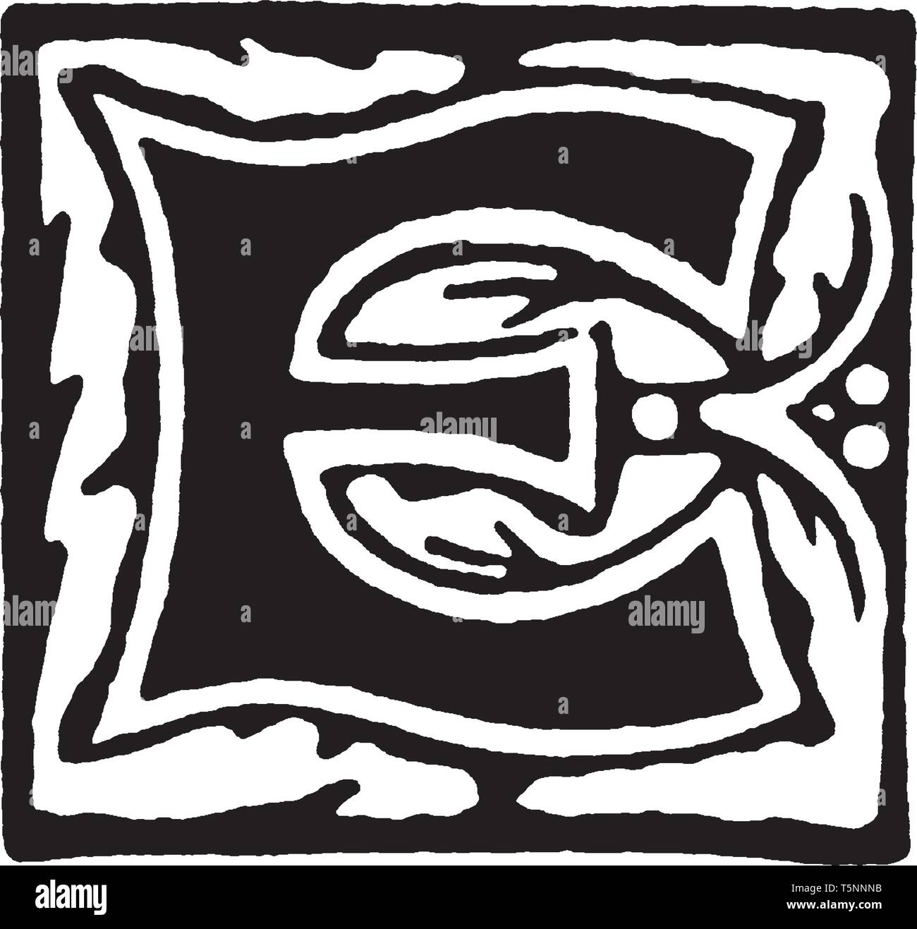 Décoration florale et une lettre majuscule E, vintage dessin ou gravure illustration Illustration de Vecteur