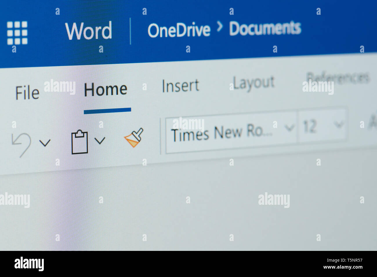 New York, USA - 22 avril 2019 : Chef de microsoft word sur un écran d'ordinateur portable close up Banque D'Images