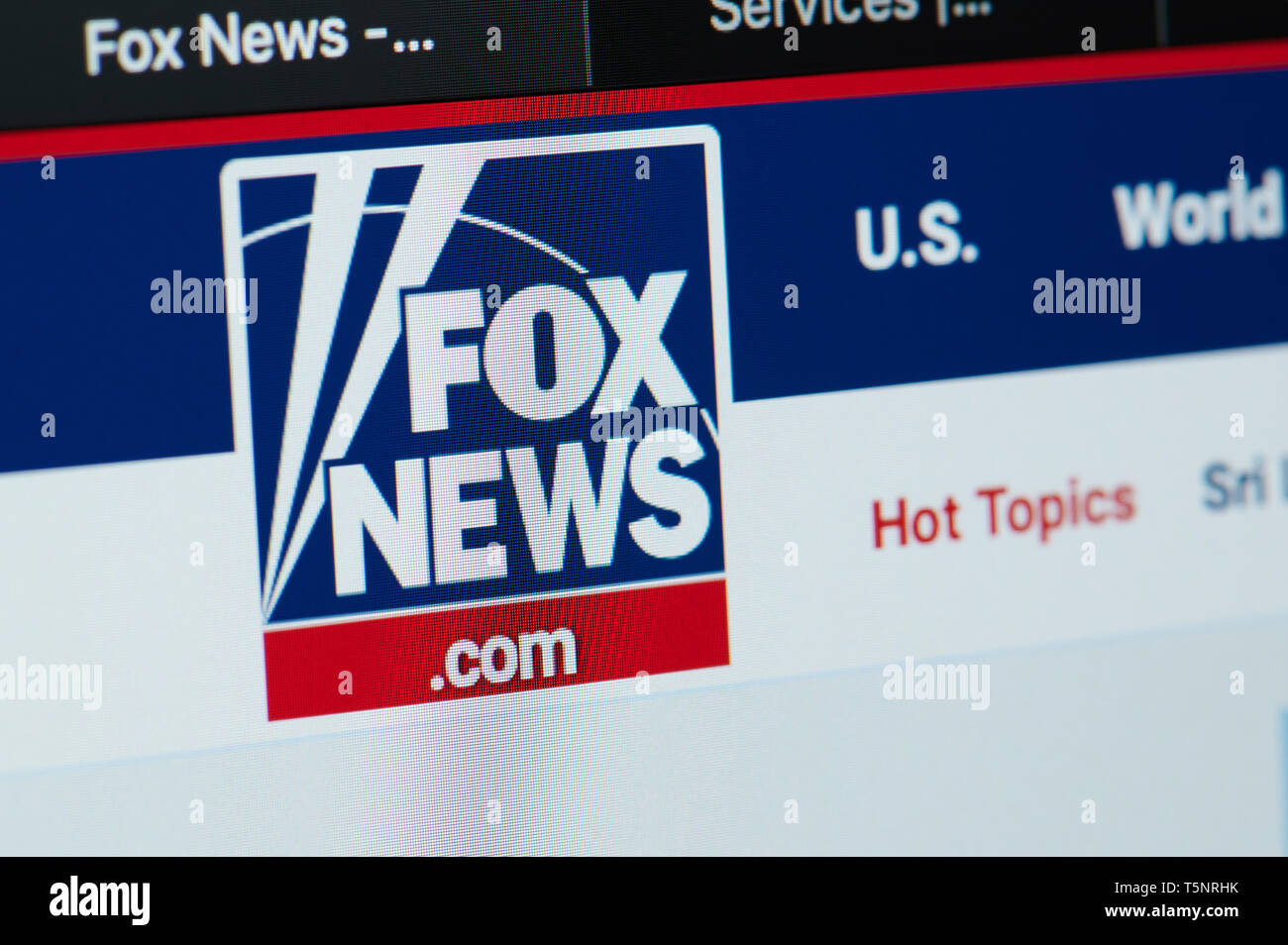 New York, USA - 22 avril 2019 : FOX News page d'accueil sur l'écran du portable close up Banque D'Images